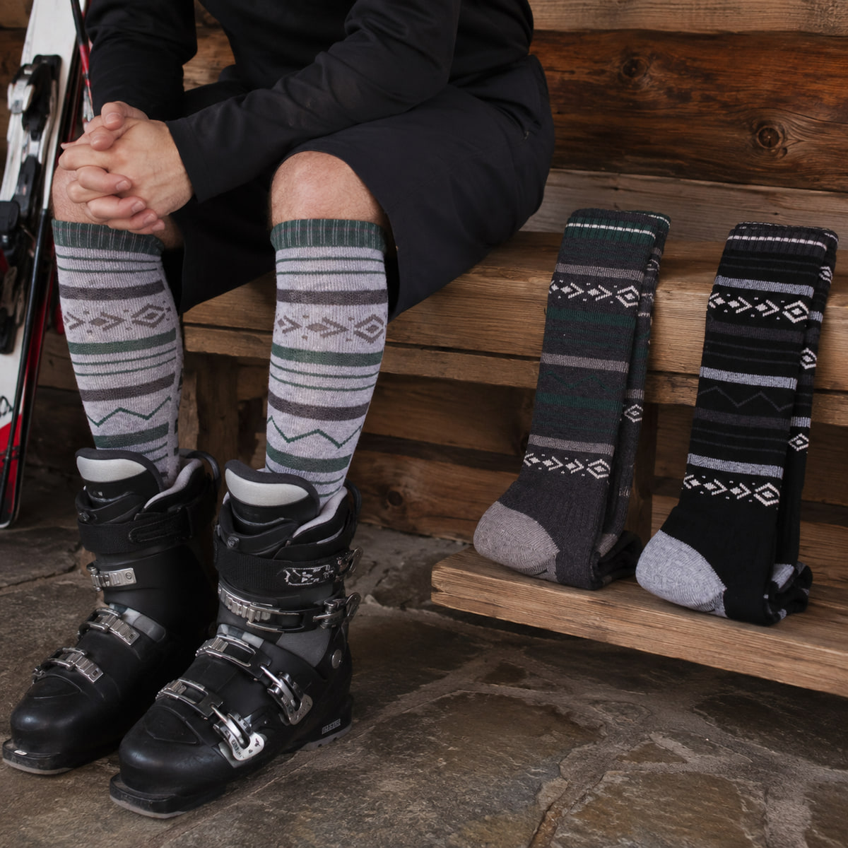 Thermal Sock Winter - Herren-Ski-Socken aus Merinowolle, knielang, dick gepolstert,