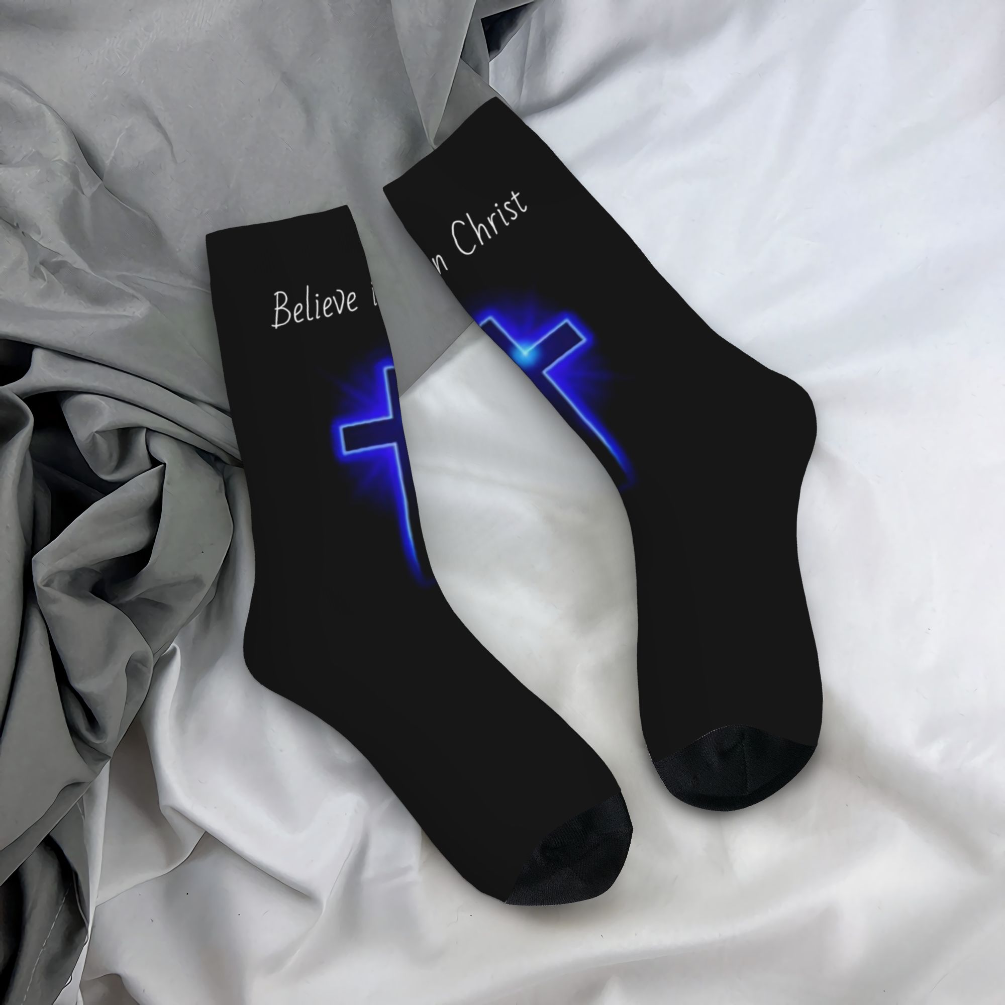 Dress Sock Men - Maßgefertigte „Believe Jesus Christ“ Unisex Crew-Socken