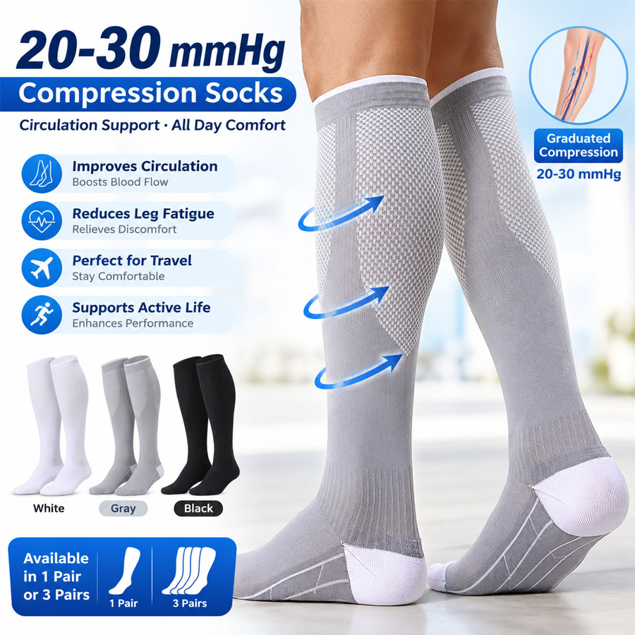 Compression Sleeve Calf - 3/1 Paar 20-30 mmHg Kompressionssocken, Kaltärterhöhe